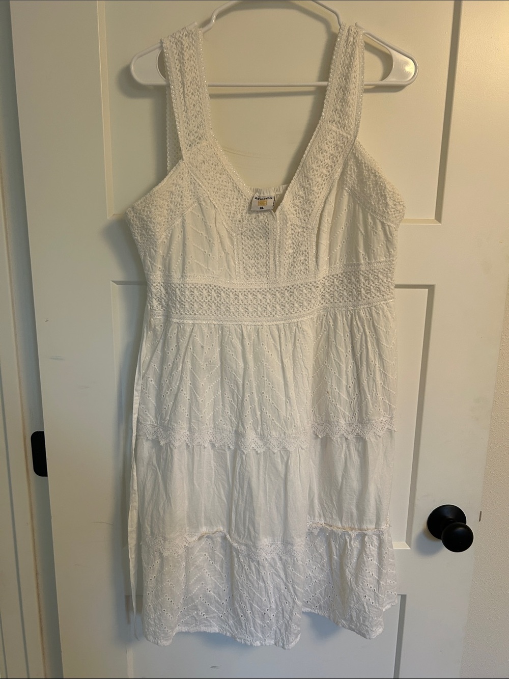 White Eyelet Tiered Sundress - Lightweight Summer Dress - Picture 2 of 6